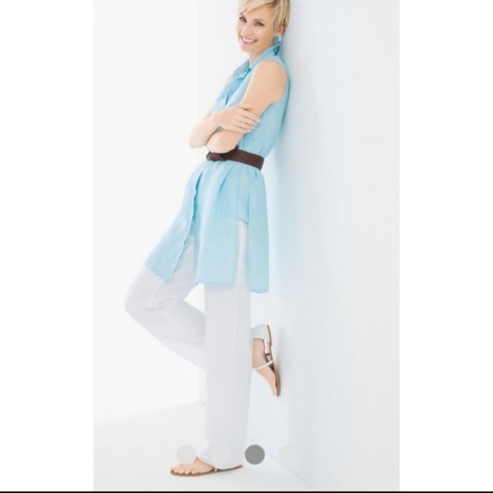 Chico's Cool and comfortable blue linen tunic